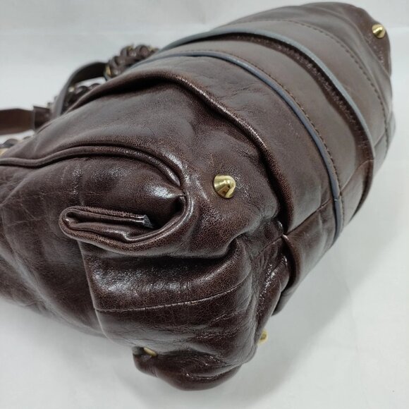 Chloe Dark Brown Leather Shoulder Bag with Gold Accents - Picture 5 of 9